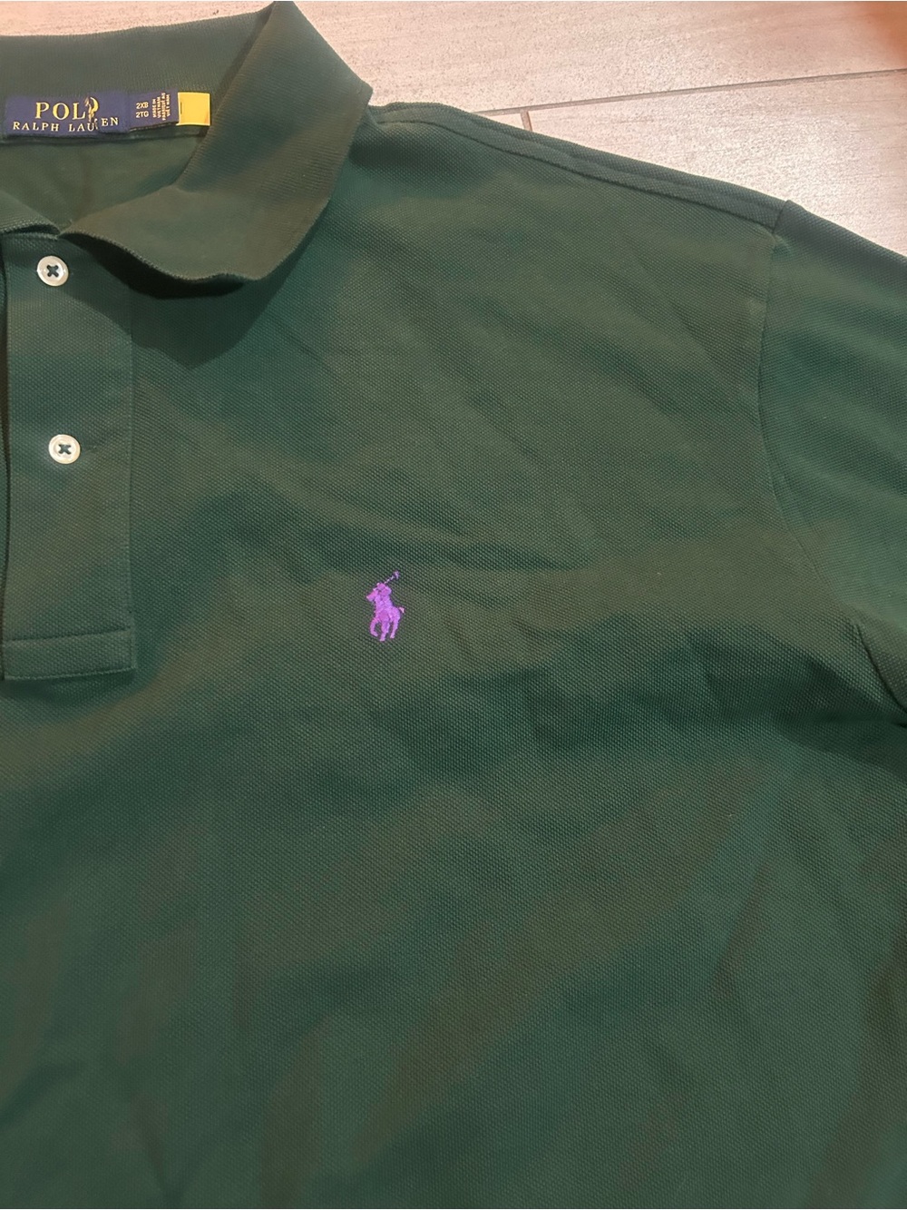 NEW Polo Ralph Lauren Green Long Sleeve Mesh Polo logo Pony Size 2XB - Picture 3 of 6